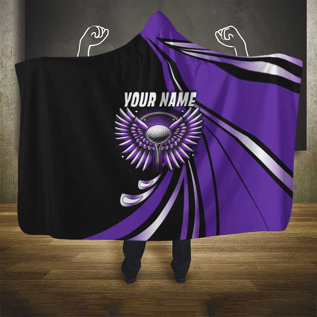 Personalized Purple Winged Golf Ball Hooded Blanket Bold Golf Graphic Design - Wonder Print Shop