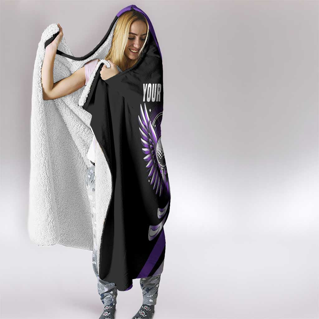 Personalized Purple Winged Golf Ball Hooded Blanket Bold Golf Graphic Design - Wonder Print Shop