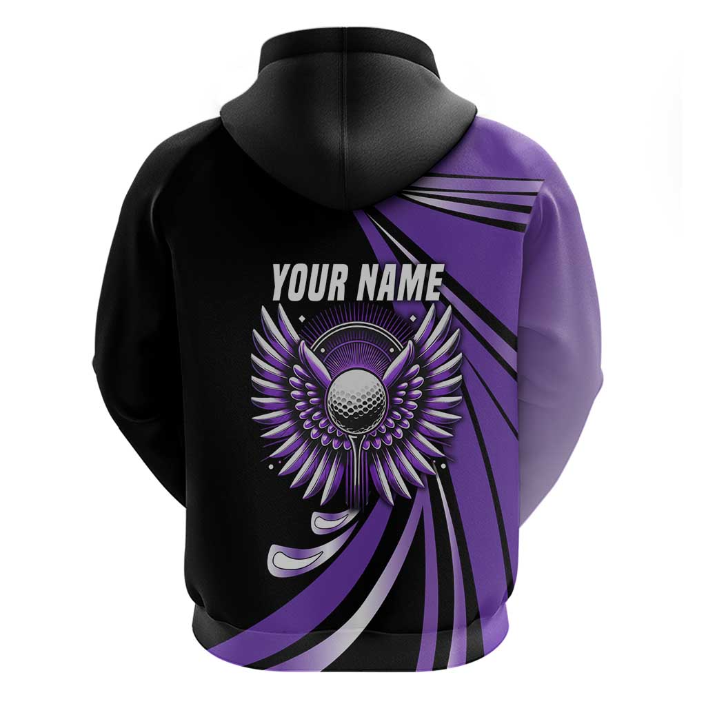 Personalized Purple Winged Golf Ball Hoodie Bold Golf Graphic Design - Wonder Print Shop