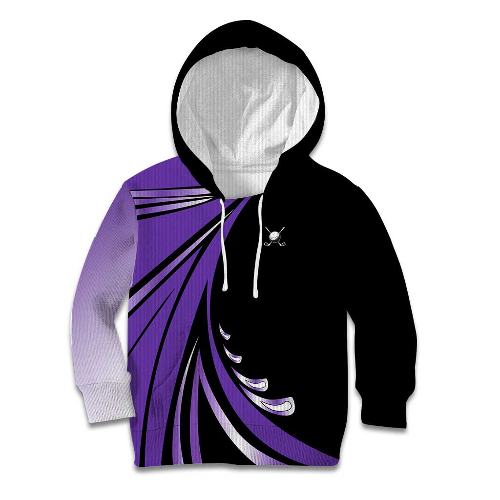 Personalized Purple Winged Golf Ball Kid Hoodie Bold Golf Graphic Design - Wonder Print Shop