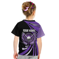 Personalized Purple Winged Golf Ball Kid T Shirt Bold Golf Graphic Design - Wonder Print Shop