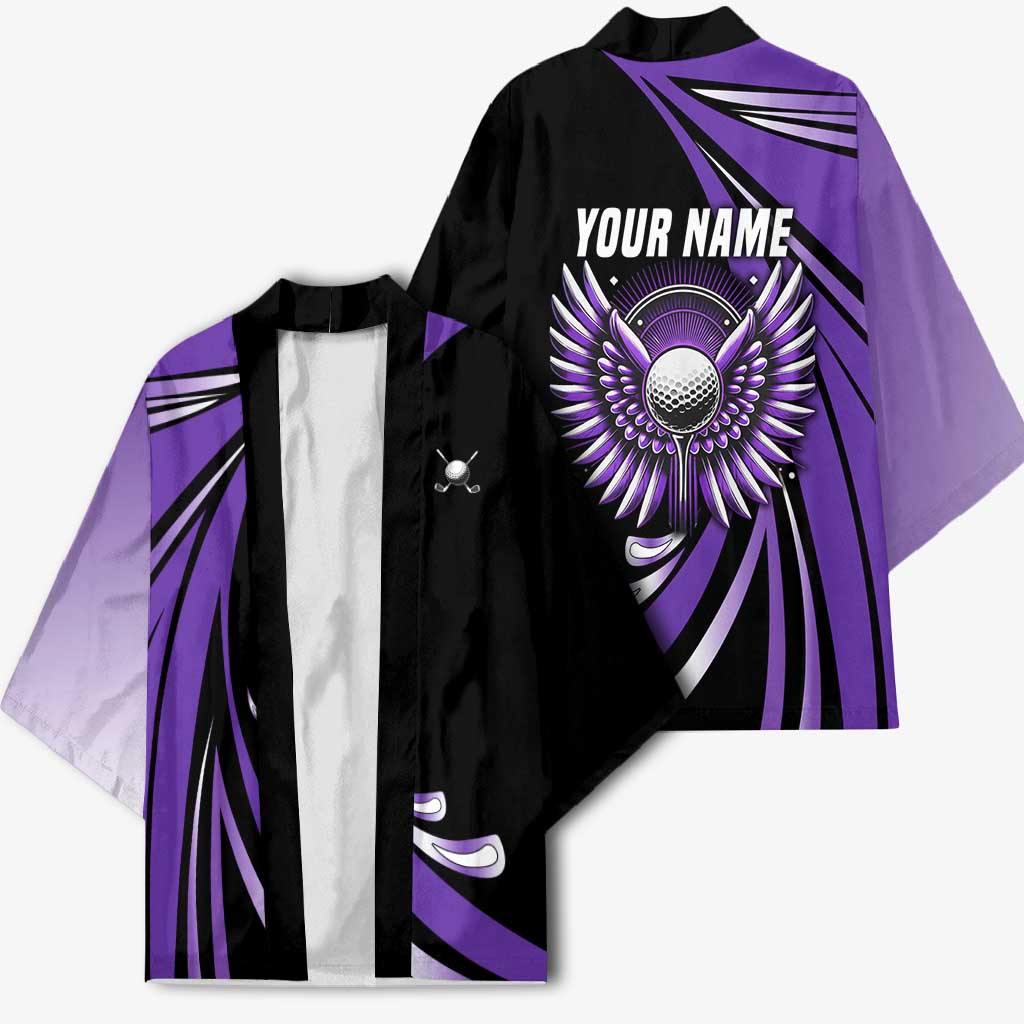 Personalized Purple Winged Golf Ball Kimono Bold Golf Graphic Design - Wonder Print Shop