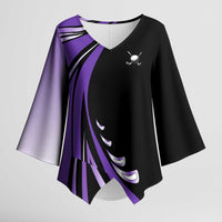 Personalized Purple Winged Golf Ball Kimono Sleeve Blouse Bold Golf Graphic Design - Wonder Print Shop