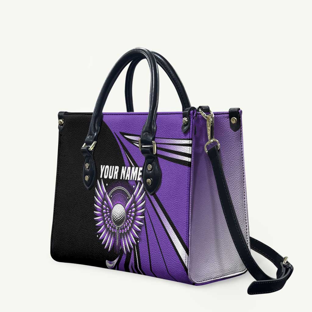 Personalized Purple Winged Golf Ball Leather Bag Bold Golf Graphic Design - Wonder Print Shop