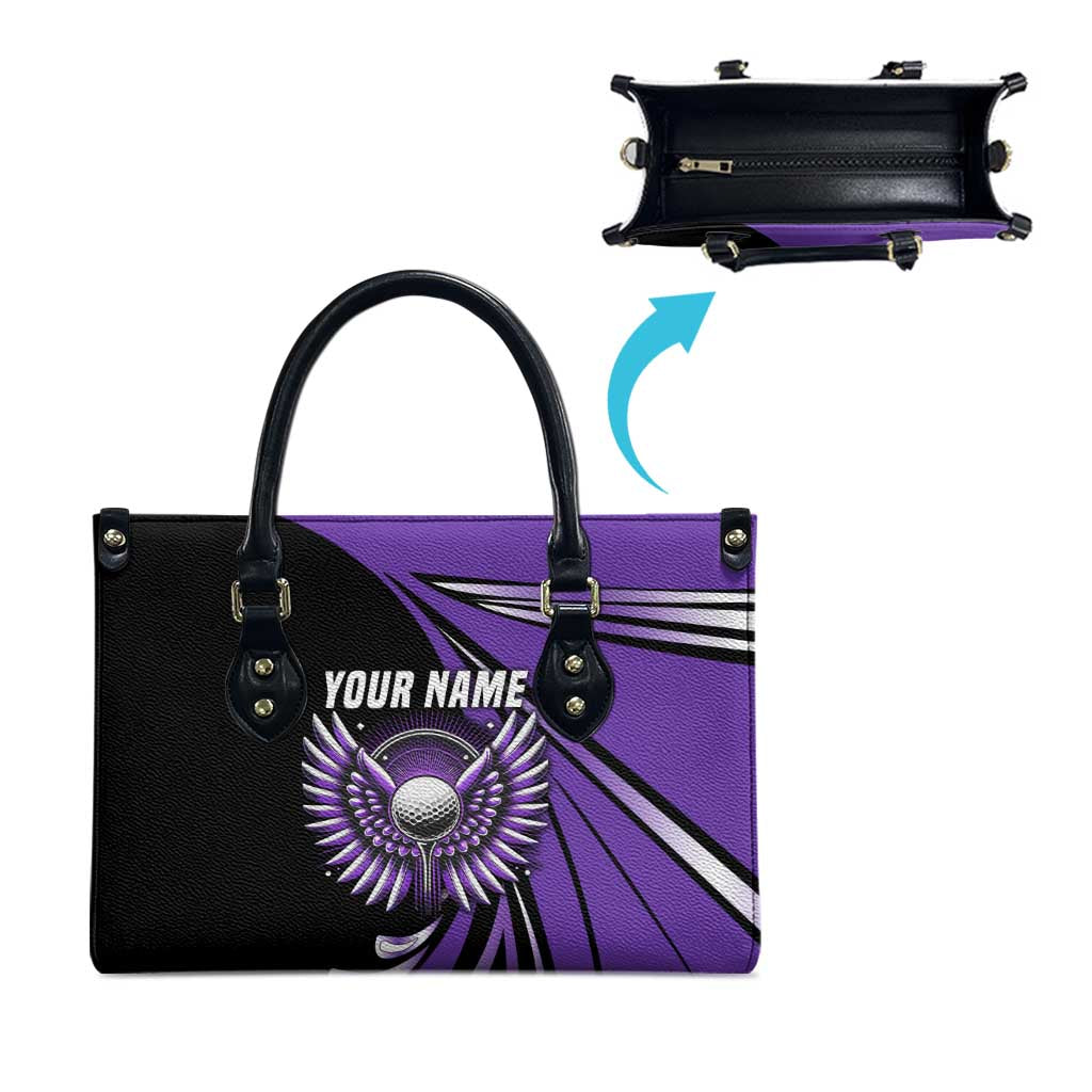 Personalized Purple Winged Golf Ball Leather Bag Bold Golf Graphic Design - Wonder Print Shop