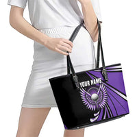 Personalized Purple Winged Golf Ball Leather Tote Bag Bold Golf Graphic Design - Wonder Print Shop