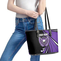 Personalized Purple Winged Golf Ball Leather Tote Bag Bold Golf Graphic Design - Wonder Print Shop