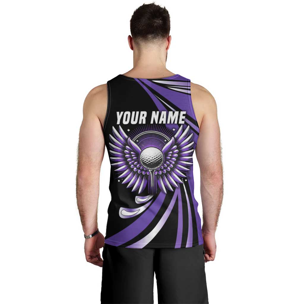 Personalized Purple Winged Golf Ball Men Tank Top Bold Golf Graphic Design - Wonder Print Shop