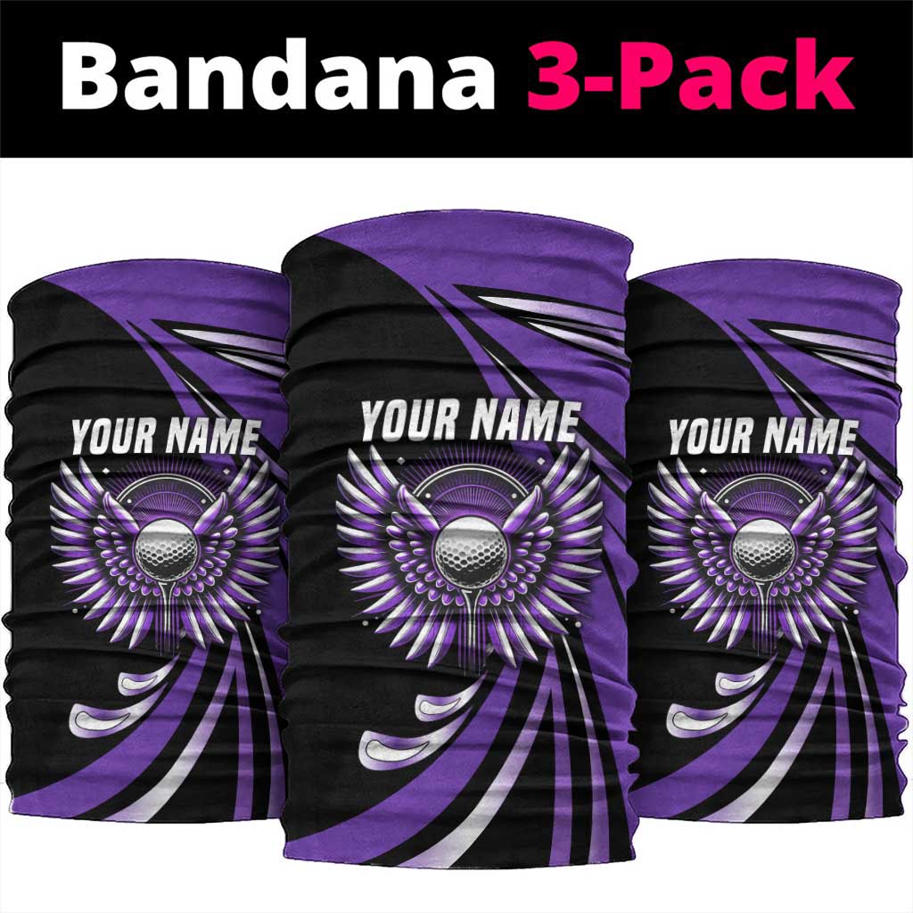 Personalized Purple Winged Golf Ball Neck Gaiter Bold Golf Graphic Design - Wonder Print Shop