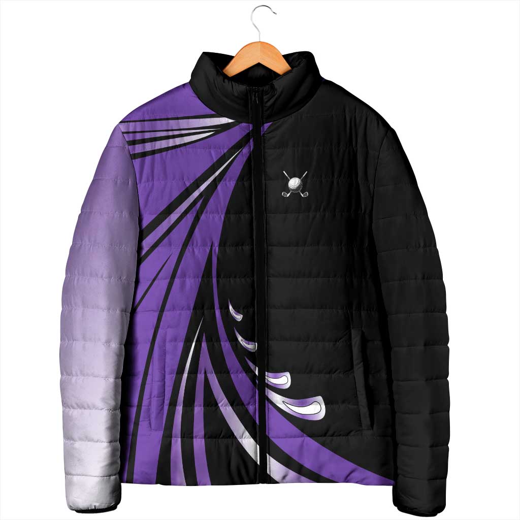 Personalized Purple Winged Golf Ball Padded Jacket Bold Golf Graphic Design - Wonder Print Shop