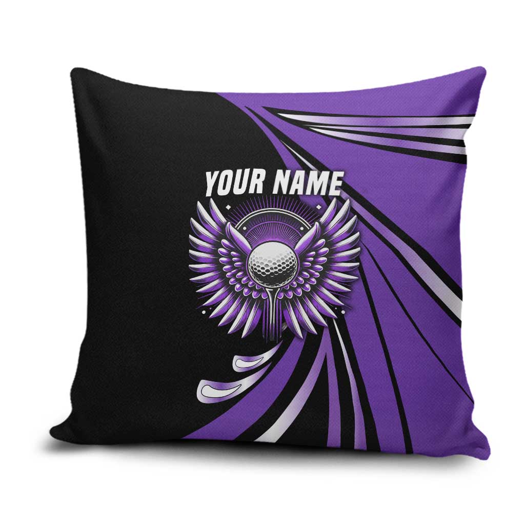 Personalized Purple Winged Golf Ball Pillow Cover Bold Golf Graphic Design - Wonder Print Shop