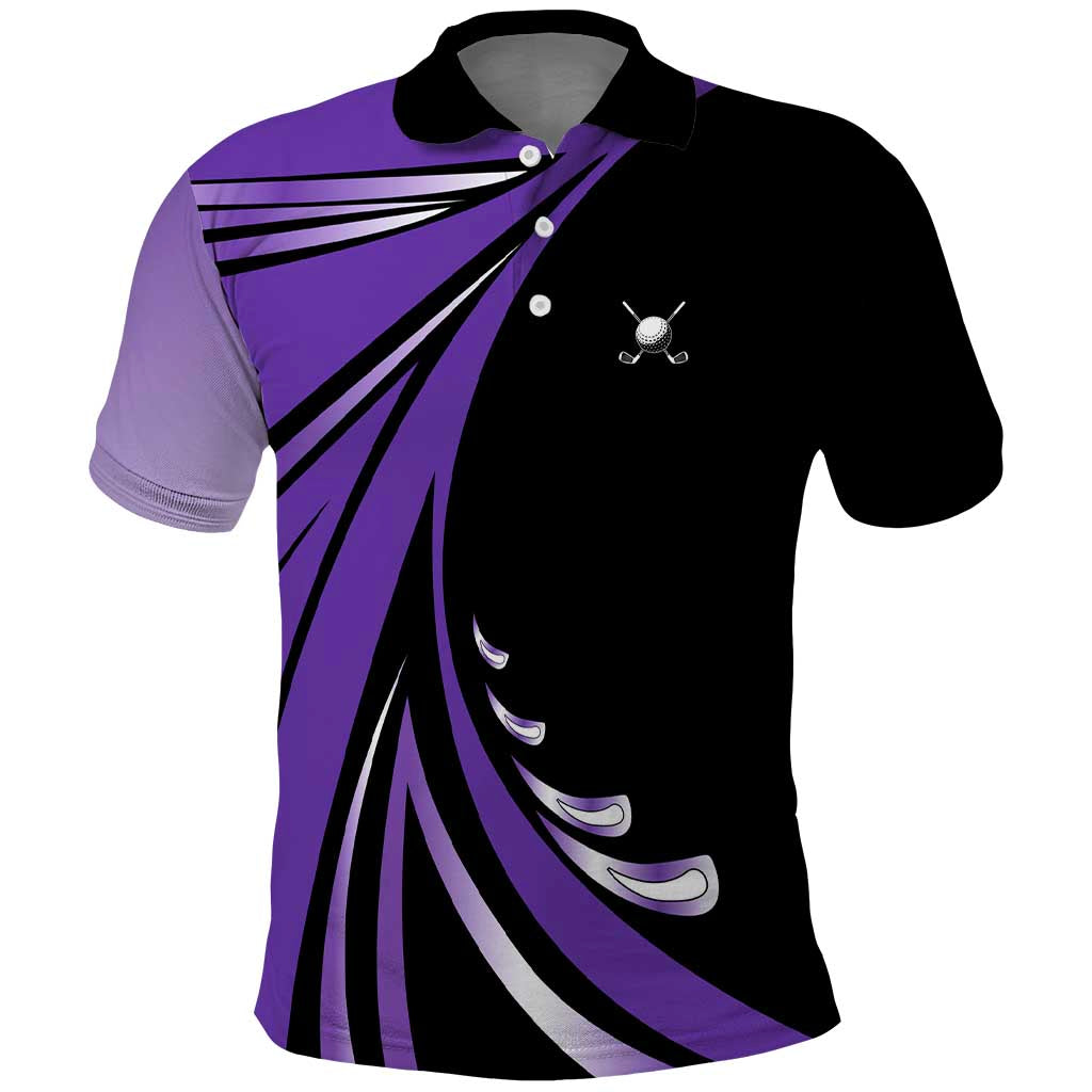Personalized Purple Winged Golf Ball Polo Shirt Bold Golf Graphic Design - Wonder Print Shop