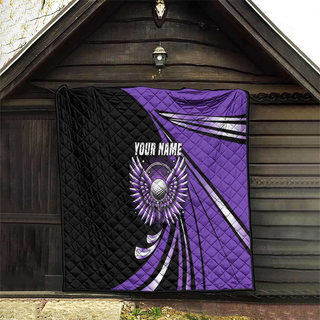 Personalized Purple Winged Golf Ball Quilt Bold Golf Graphic Design - Wonder Print Shop