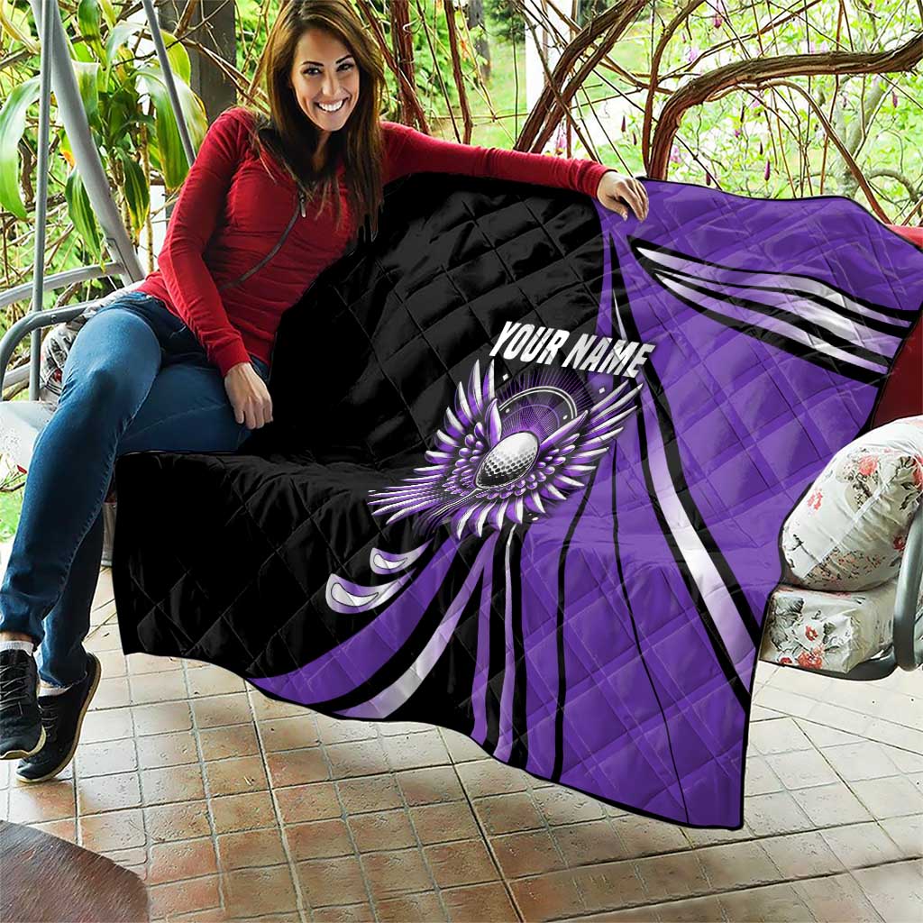 Personalized Purple Winged Golf Ball Quilt Bold Golf Graphic Design - Wonder Print Shop