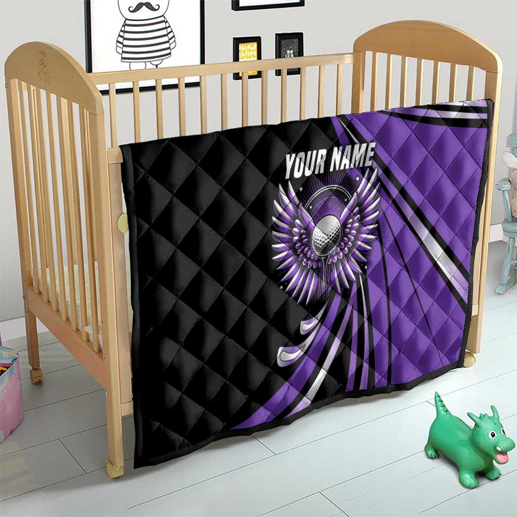 Personalized Purple Winged Golf Ball Quilt Bold Golf Graphic Design - Wonder Print Shop
