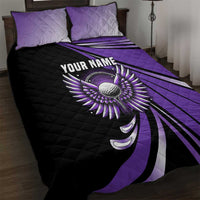 Personalized Purple Winged Golf Ball Quilt Bed Set Bold Golf Graphic Design - Wonder Print Shop