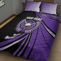 Personalized Purple Winged Golf Ball Quilt Bed Set Bold Golf Graphic Design - Wonder Print Shop