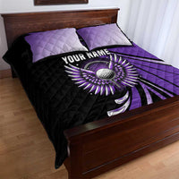 Personalized Purple Winged Golf Ball Quilt Bed Set Bold Golf Graphic Design - Wonder Print Shop