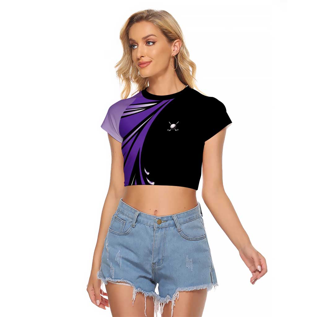 Personalized Purple Winged Golf Ball Raglan Cropped T Shirt Bold Golf Graphic Design - Wonder Print Shop