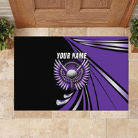 Personalized Purple Winged Golf Ball Rubber Doormat Bold Golf Graphic Design - Wonder Print Shop