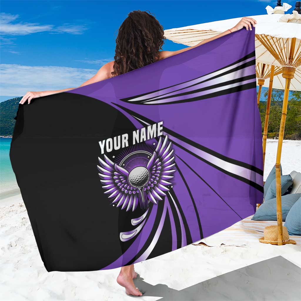 Personalized Purple Winged Golf Ball Sarong Bold Golf Graphic Design - Wonder Print Shop
