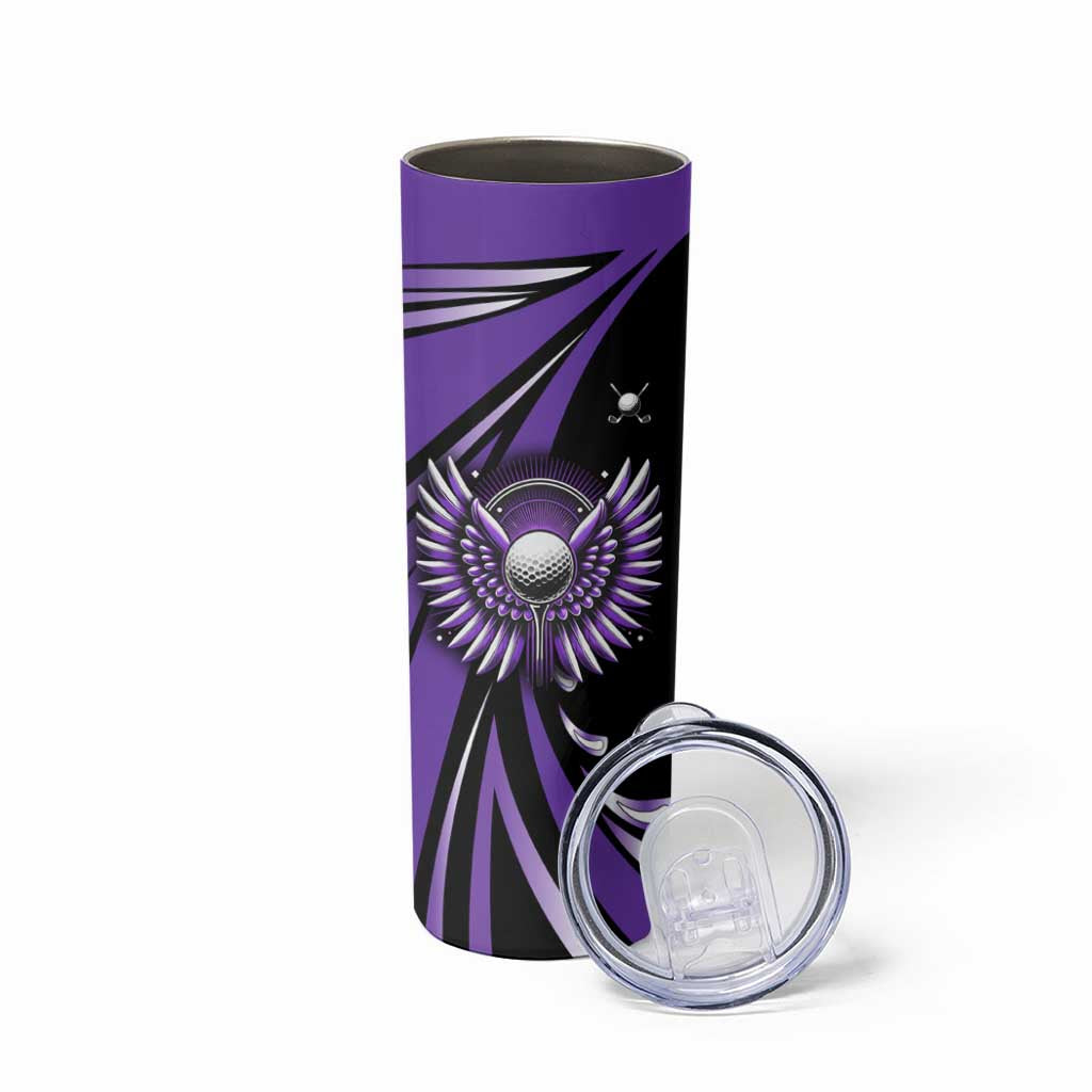 Personalized Purple Winged Golf Ball Skinny Tumbler Bold Golf Graphic Design - Wonder Print Shop