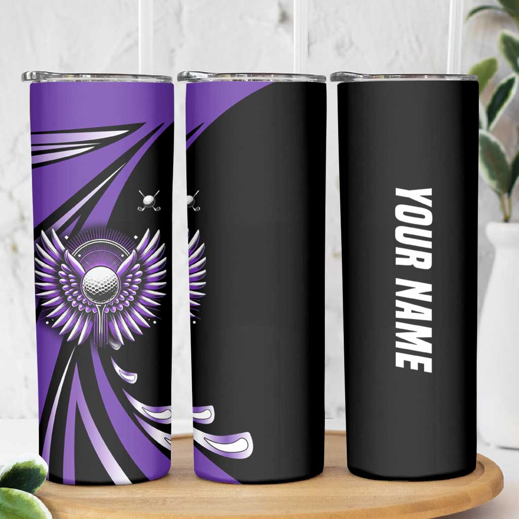 Personalized Purple Winged Golf Ball Skinny Tumbler Bold Golf Graphic Design - Wonder Print Shop