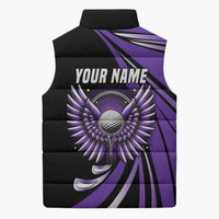 Personalized Purple Winged Golf Ball Sleeveless Puffer Jacket Bold Golf Graphic Design - Wonder Print Shop