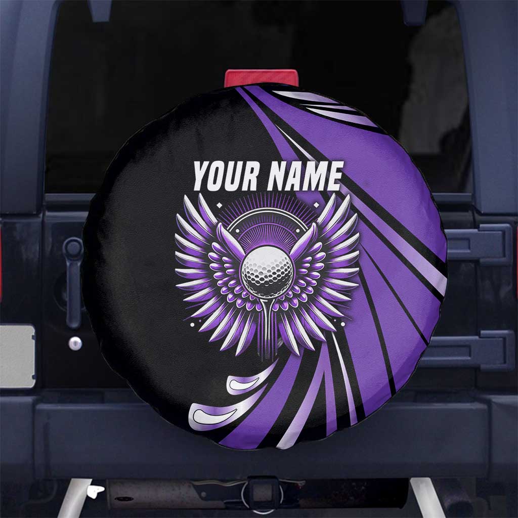 Personalized Purple Winged Golf Ball Spare Tire Cover Bold Golf Graphic Design - Wonder Print Shop