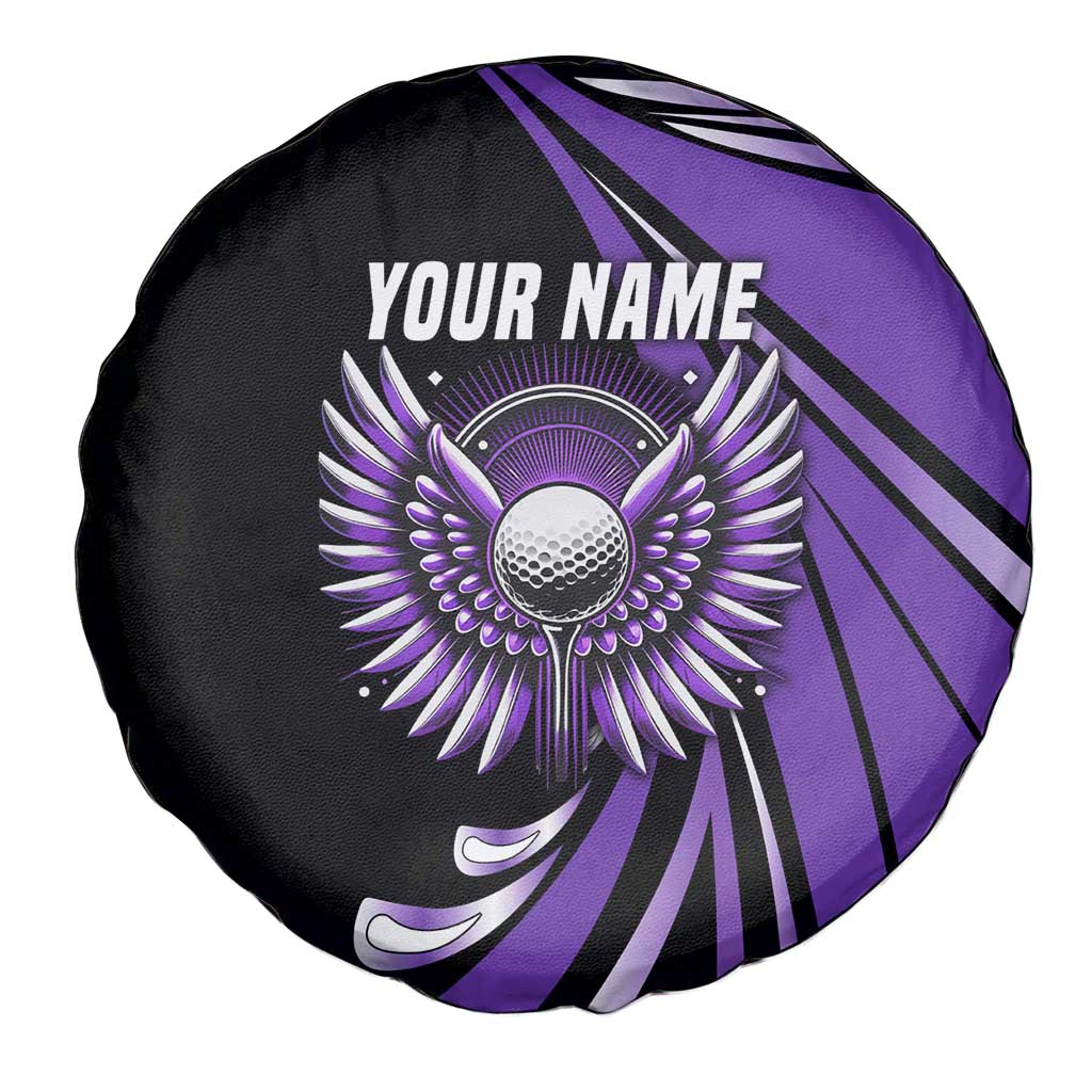 Personalized Purple Winged Golf Ball Spare Tire Cover Bold Golf Graphic Design - Wonder Print Shop