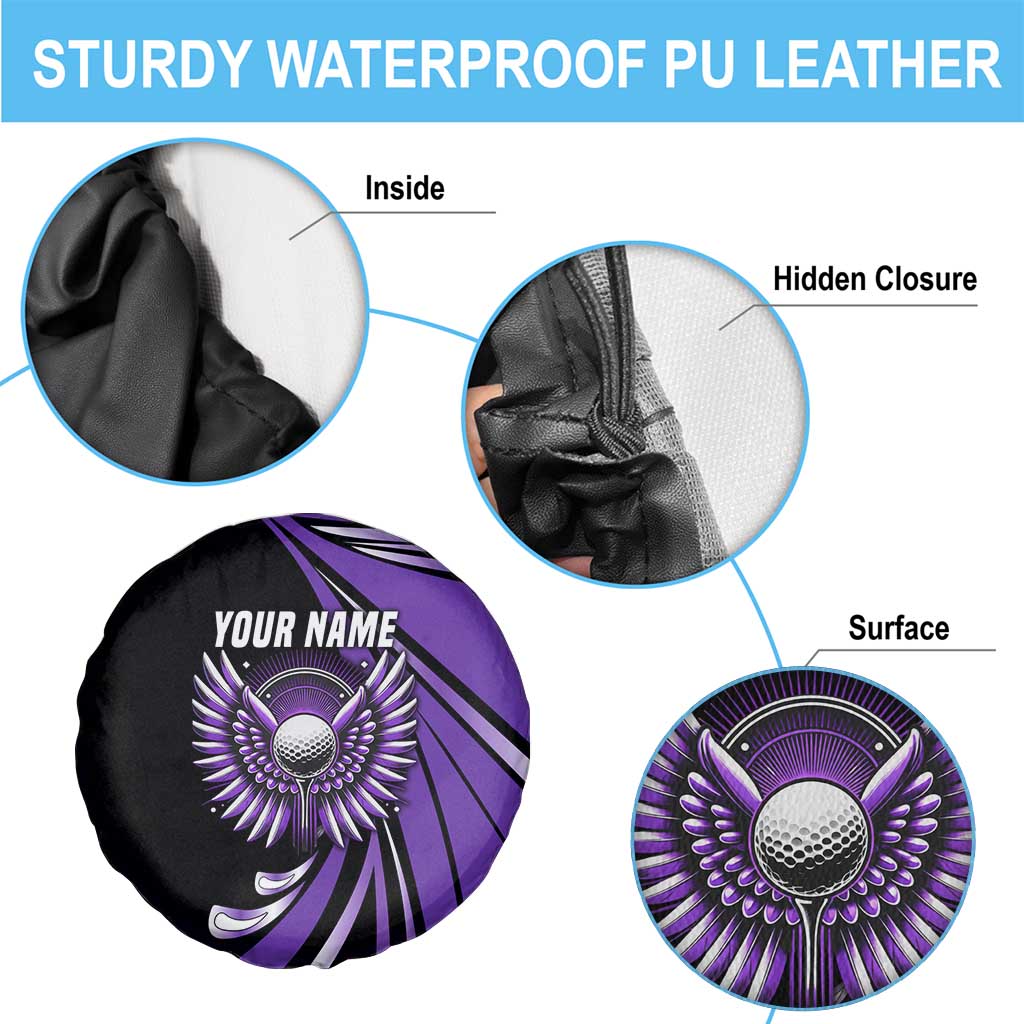 Personalized Purple Winged Golf Ball Spare Tire Cover Bold Golf Graphic Design - Wonder Print Shop