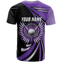 Personalized Purple Winged Golf Ball T Shirt Bold Golf Graphic Design - Wonder Print Shop