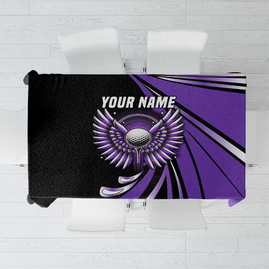Personalized Purple Winged Golf Ball Tablecloth Bold Golf Graphic Design - Wonder Print Shop