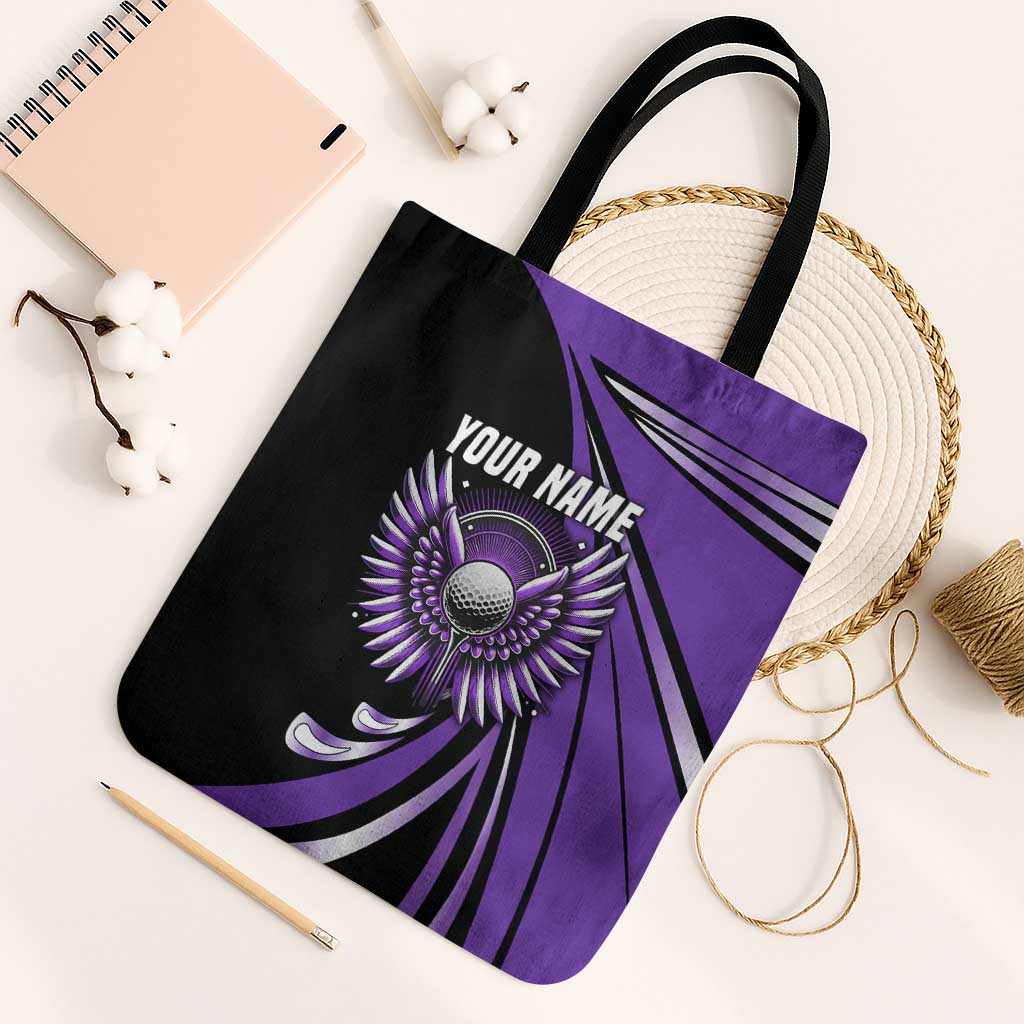 Personalized Purple Winged Golf Ball Tote Bag Bold Golf Graphic Design - Wonder Print Shop