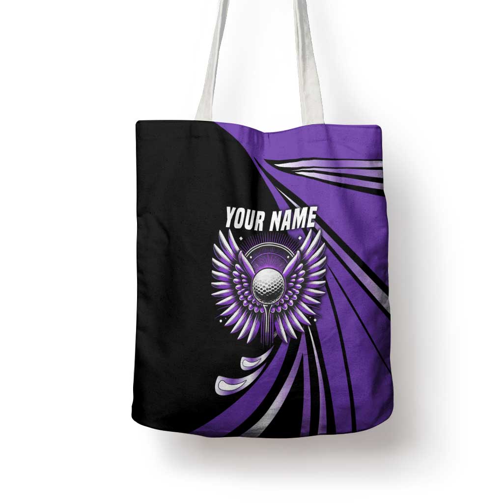Personalized Purple Winged Golf Ball Tote Bag Bold Golf Graphic Design - Wonder Print Shop