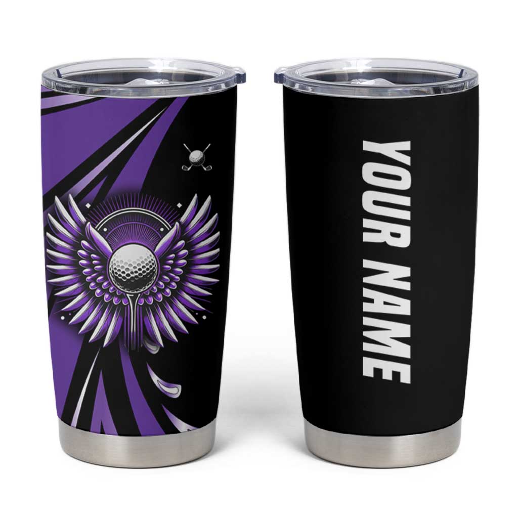 Personalized Purple Winged Golf Ball Tumbler Cup Bold Golf Graphic Design - Wonder Print Shop