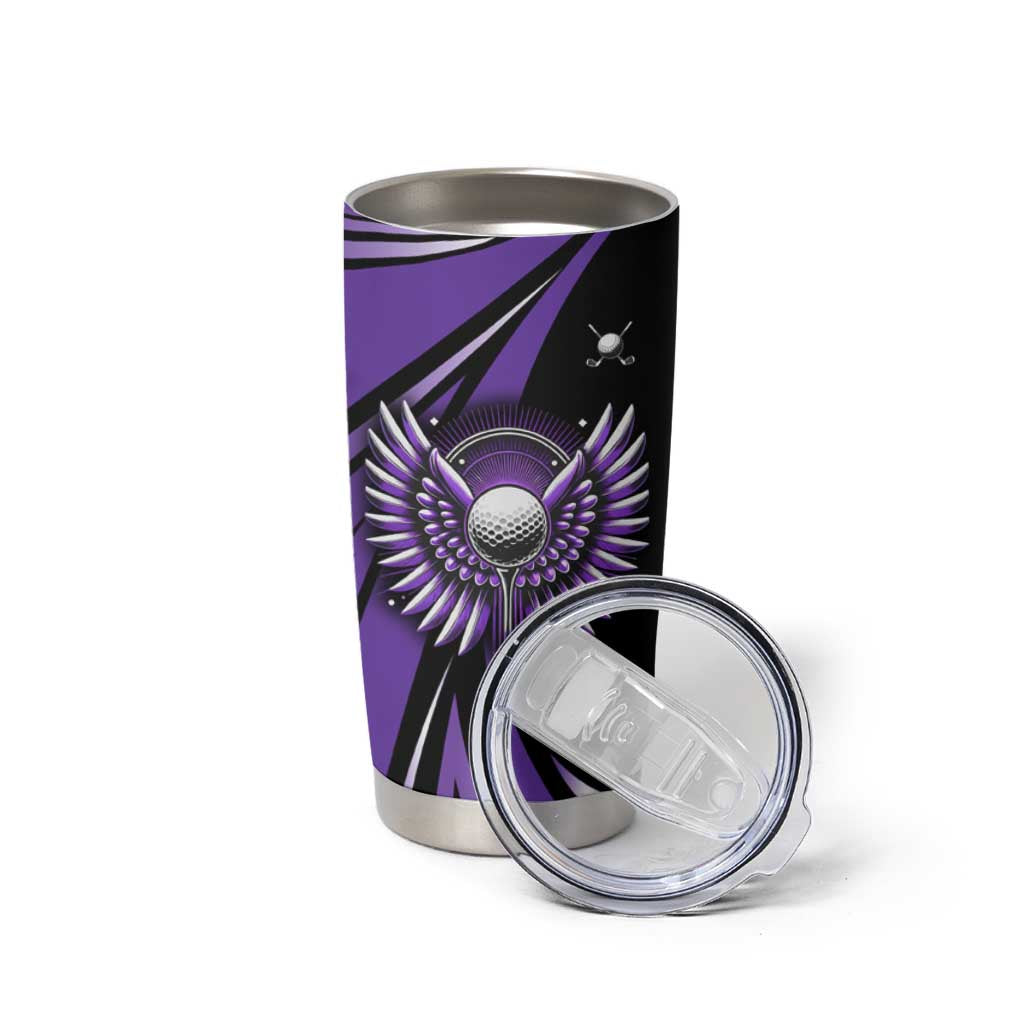 Personalized Purple Winged Golf Ball Tumbler Cup Bold Golf Graphic Design - Wonder Print Shop