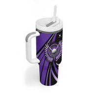 Personalized Purple Winged Golf Ball Tumbler With Handle Bold Golf Graphic Design - Wonder Print Shop