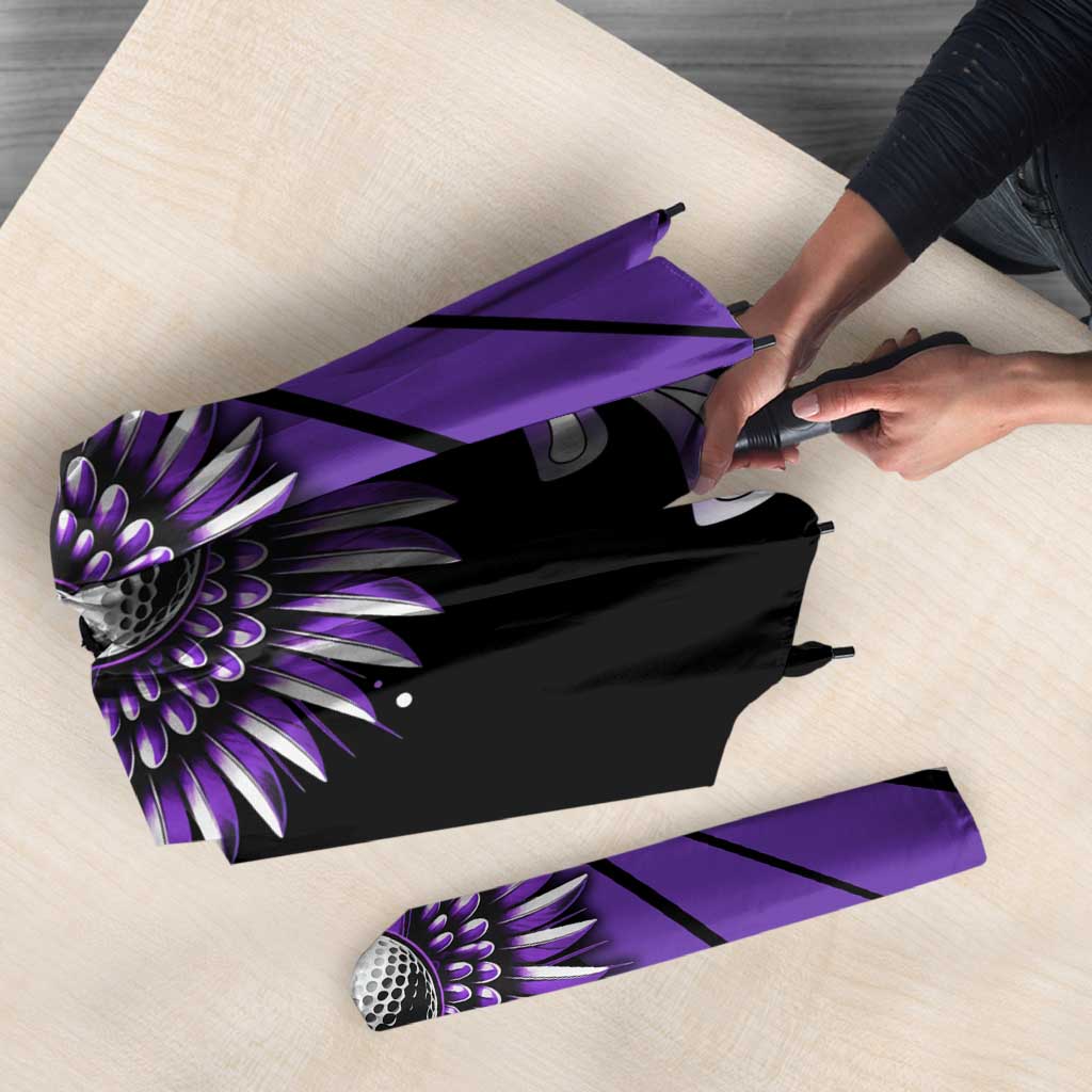 Personalized Purple Winged Golf Ball Umbrella Bold Golf Graphic Design - Wonder Print Shop