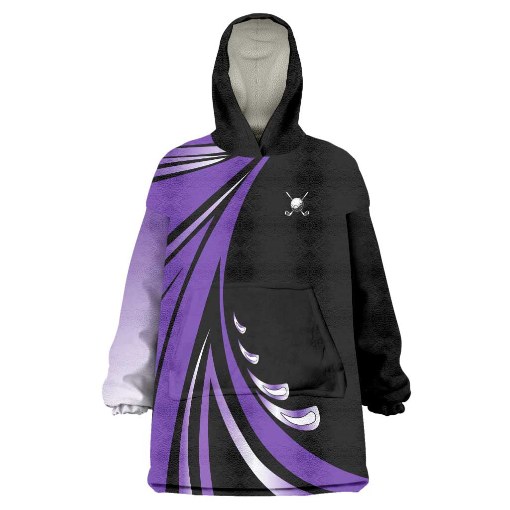 Personalized Purple Winged Golf Ball Wearable Blanket Hoodie Bold Golf Graphic Design - Wonder Print Shop