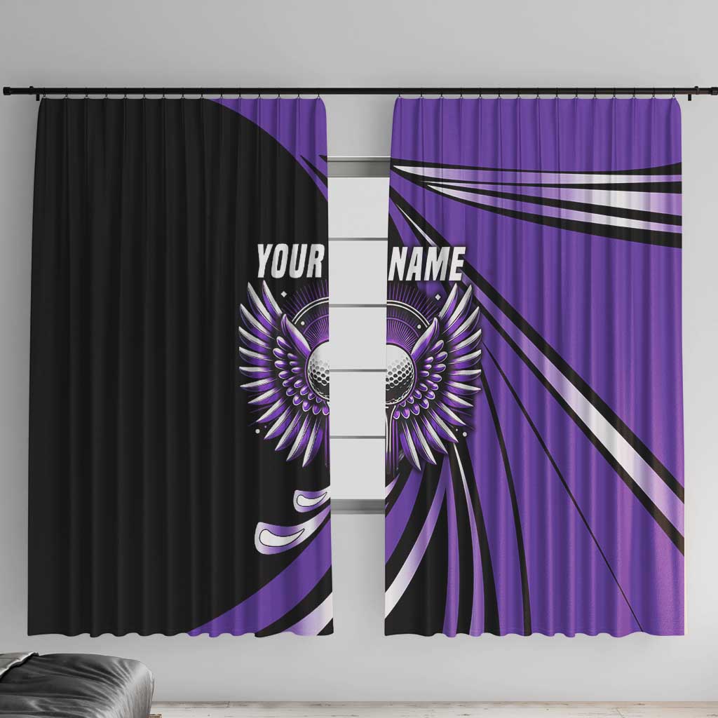 Personalized Purple Winged Golf Ball Window Curtain Bold Golf Graphic Design - Wonder Print Shop