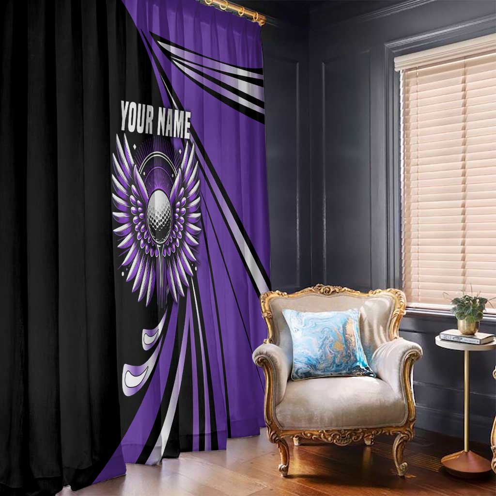 Personalized Purple Winged Golf Ball Window Curtain Bold Golf Graphic Design - Wonder Print Shop