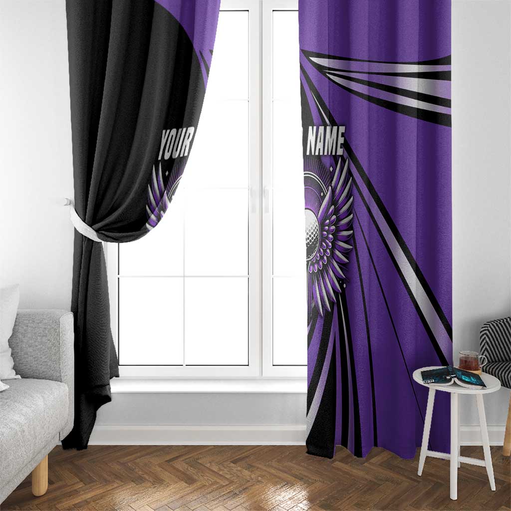 Personalized Purple Winged Golf Ball Window Curtain Bold Golf Graphic Design - Wonder Print Shop