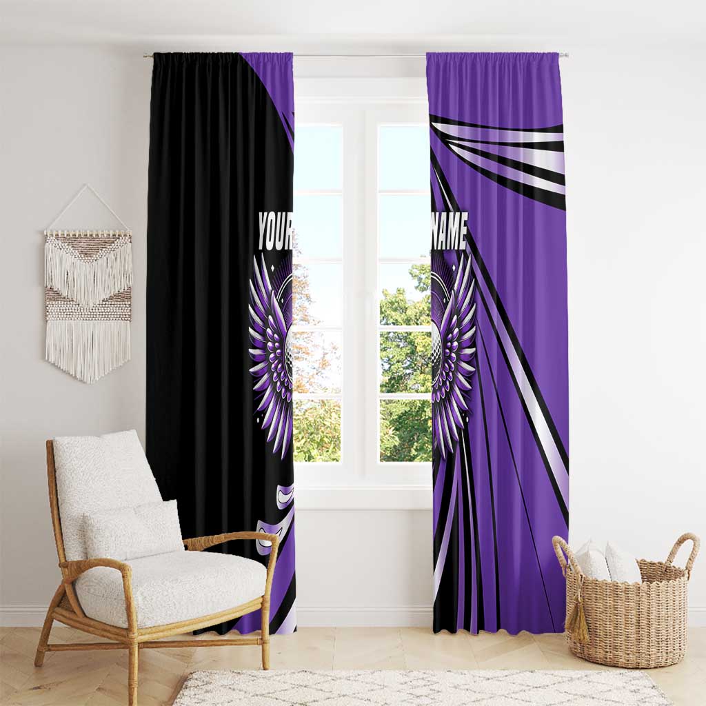 Personalized Purple Winged Golf Ball Window Curtain Bold Golf Graphic Design - Wonder Print Shop