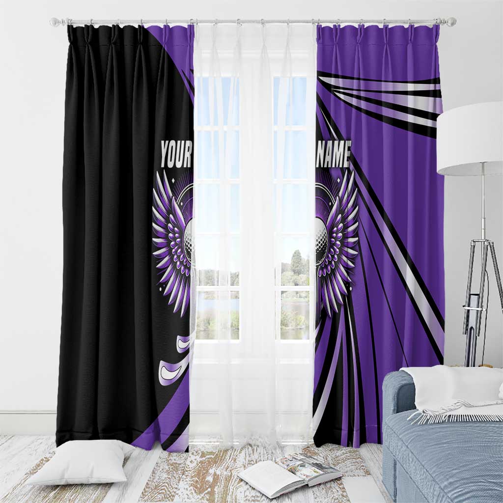 Personalized Purple Winged Golf Ball Window Curtain Bold Golf Graphic Design - Wonder Print Shop