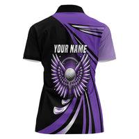 Personalized Purple Winged Golf Ball Women Polo Shirt Bold Golf Graphic Design - Wonder Print Shop