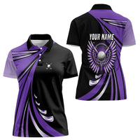 Personalized Purple Winged Golf Ball Women Polo Shirt Bold Golf Graphic Design - Wonder Print Shop