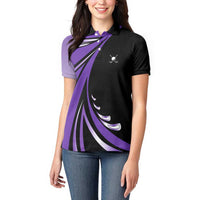Personalized Purple Winged Golf Ball Women Polo Shirt Bold Golf Graphic Design - Wonder Print Shop