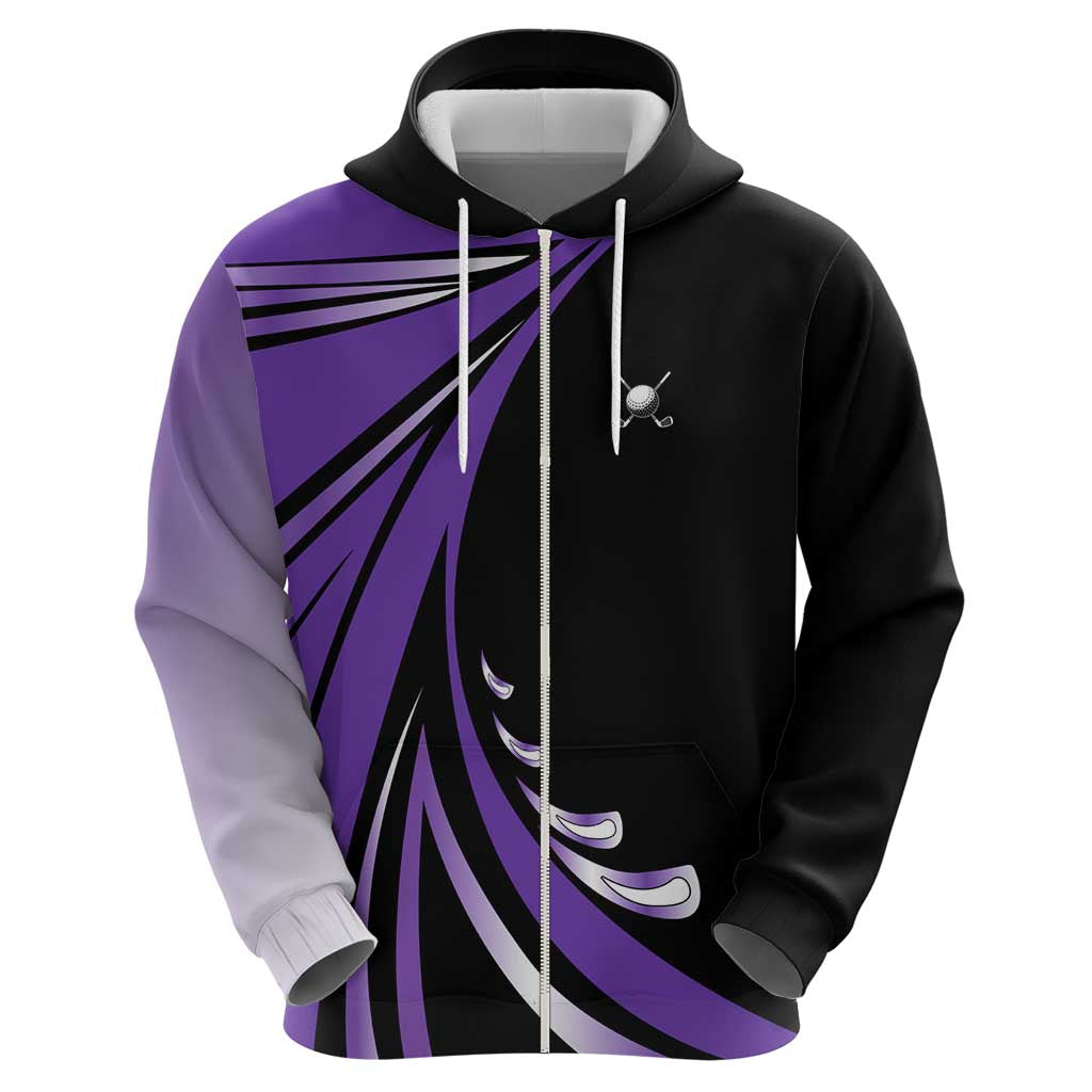Personalized Purple Winged Golf Ball Zip Hoodie Bold Golf Graphic Design - Wonder Print Shop