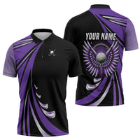 Personalized Purple Winged Golf Ball Zipper Polo Shirt Bold Golf Graphic Design - Wonder Print Shop